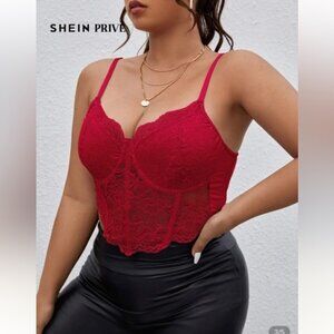 SHEIN Red Lace top